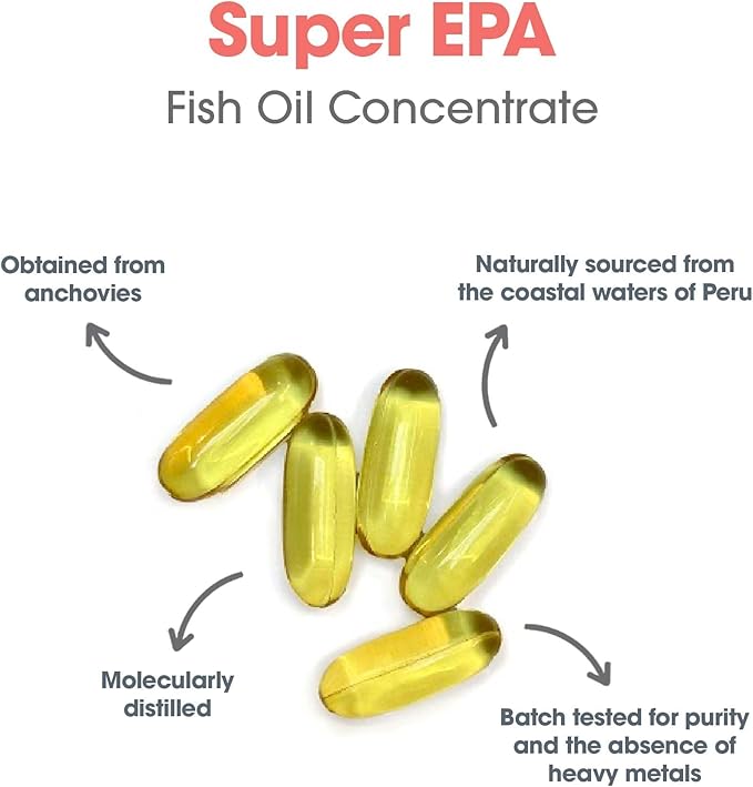 Allergy Research Group Super EPA - Omega 3 Supplement Fish Oil Concentrate EPA DHA Omega 3 Fatty Acids Sustainably-Sourced Anchovies Softgels - 200 Count