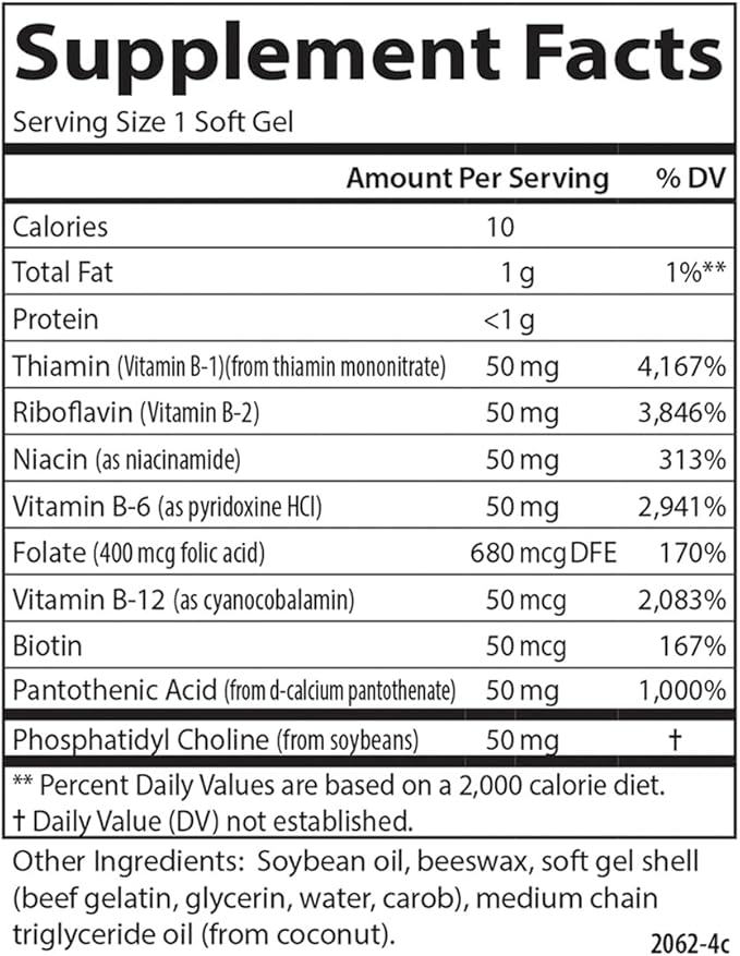 Carlson - B-50 Gels Vitamin B Complex Energy Production Cellular Support &amp Optimal Wellness 200 Softgels