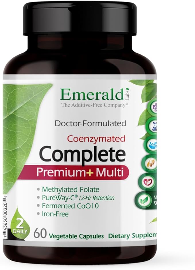 EMERALD LABS Complete Premium Multi - Multivitamin for Digestive &amp Immune Support with Vitamin C as PureWay-C B Vitamin Complex Albion Chelated Zinc &amp More - 60 Vegetable Capsules (30-Day Su