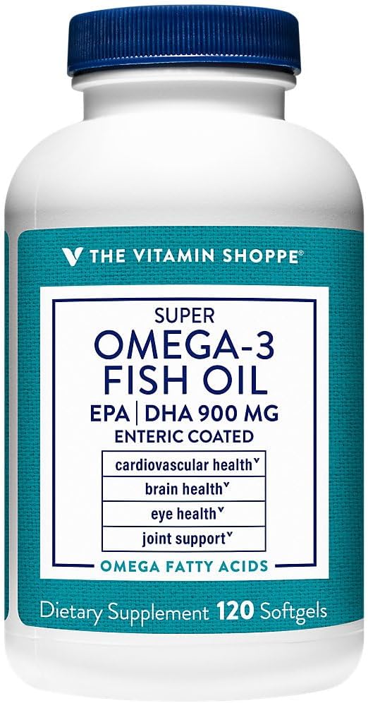The Vitamin Shoppe Omega 3 Fish Oil 1290 mg EPA &amp DHA Softgels Unflavored Fish Oil Supplement for Men &amp Women Gluten Free Dairy Free 120 Softgels