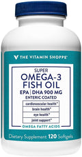 The Vitamin Shoppe Omega 3 Fish Oil 1290 mg EPA &amp DHA Softgels Unflavored Fish Oil Supplement for Men &amp Women Gluten Free Dairy Free 120 Softgels