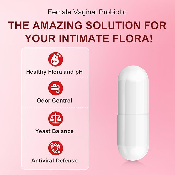 Vaginal Probiotic Supplement - Supports Healthy Vaginal pH Fresh Odor &amp Balanced Flora for Women Urinary Tract Health with Prebiotics &amp Lactobacillus Probiotic Blend - 20 Billion CFU