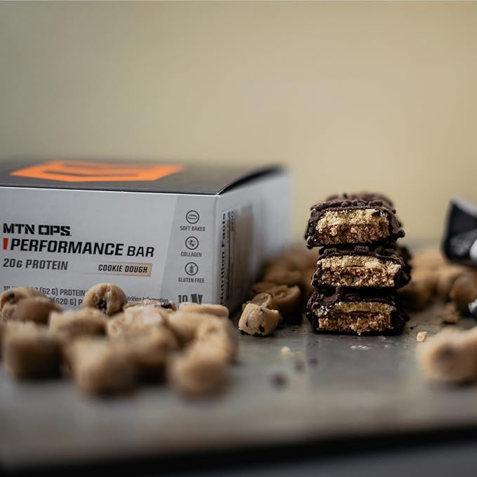 MTN OPS Solitude Altitude Support &amp Cookie Dough Performance Bars Bundle – Altitude Sickness Support Supplement + High Protein Energy Bars for Hiking Trekking Backpacking &amp Mountain Adventur