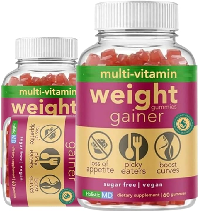 Gainer Gummies for Women &amp Kids | L-Lysine Gentian Root Vitamin B | Non-GMO Sugar Free Vegan | 60 Count