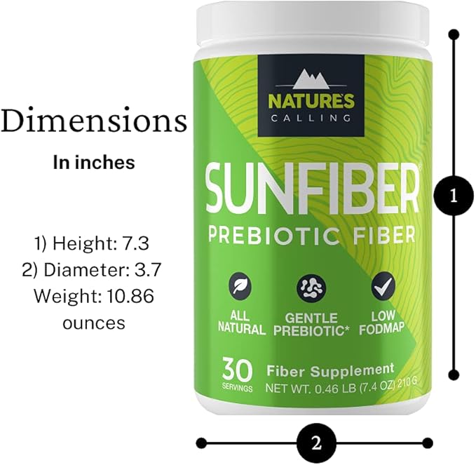 NATURE'S CALLING All-Natural Fiber Supplement | Gentle | Non-GMO | Low-FODMAP | Sunfiber | Prebiotic 30 Servings (7.4 oz)