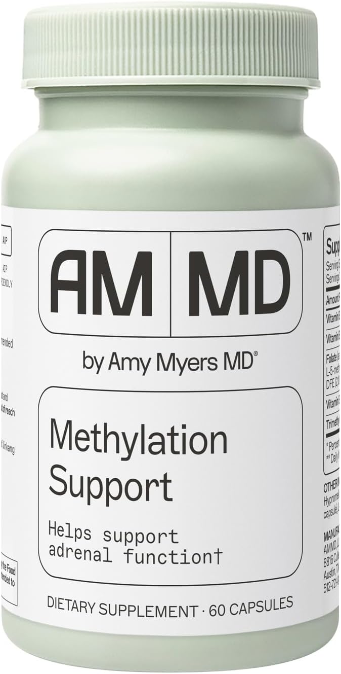 Amy Myers MD Methylation Support - MTHFR Supplement - Supports Adrenal Function Gut &amp Liver Health - Contains Folate Vitamin B12 B6 &amp B2 - Non-GMO &amp Gluten-Free - 60 Capsules (30 Servin