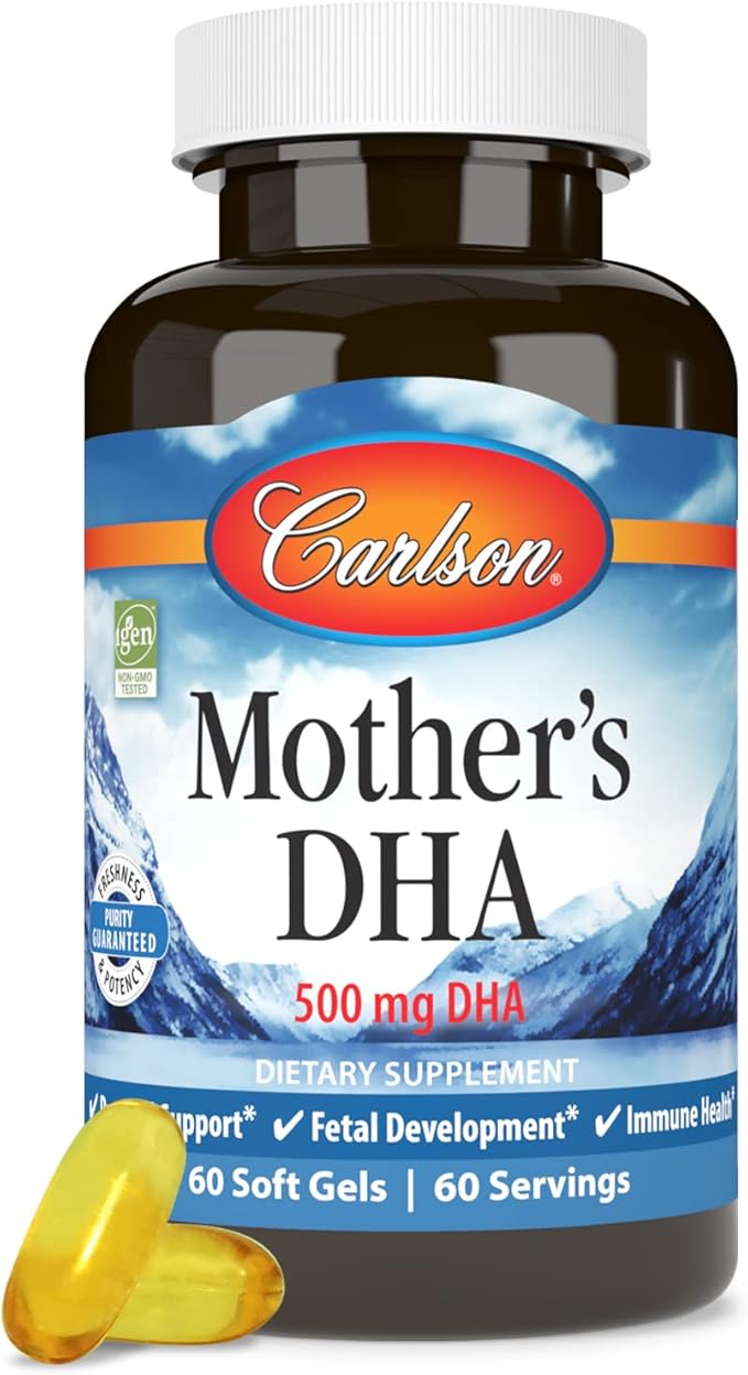 Carlson - Mother's DHA 500 mg DHA Prenatal Support Fetal Development &amp Immune Health 60 Softgels