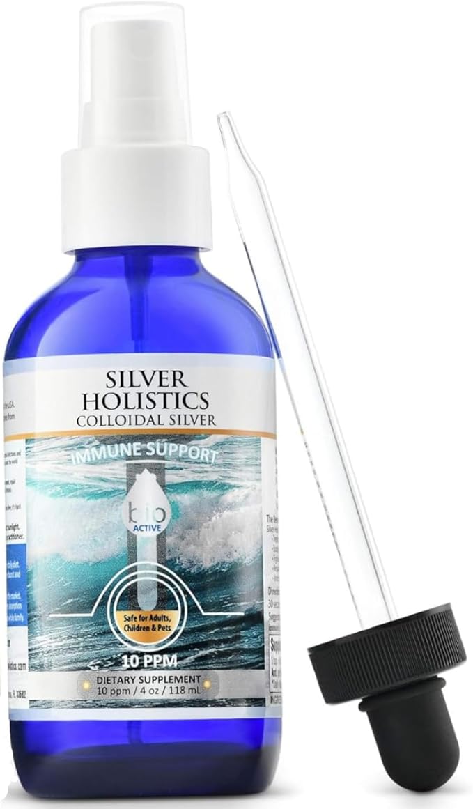 Silver HOLISTICS Colloidal Silver Liquid Bundle – Includes Colloidal Silver Spray (4 OZ) &amp Refill Solution (16 OZ) with Free Dropper - Immune Support Supplement for Children Adults &amp Pets