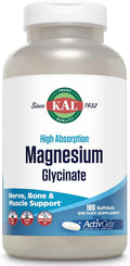 KAL Magnesium Glycinate ActivGels 315mg Fully Chelated High Absorption Magnesium Supplement for Relaxation Muscle &amp Bone Support Non-GMO Gluten Free 60 Servings 180 Softgels