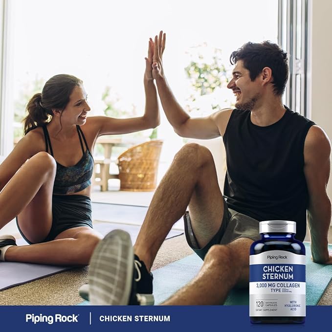 Piping Rock Chicken Sternum Type II Collagen Supplement | 3000mg | 120 Capsules | with Hyaluronic Acid | Non-GMO Gluten Free