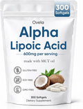 Aacnre Ovela Alpha Lipoic Acid 600mg with MCT Oil Antioxidant Support for Nerve Energy &amp Cellular Health Non-GMO Vegan Gluten Free 300 Softgels