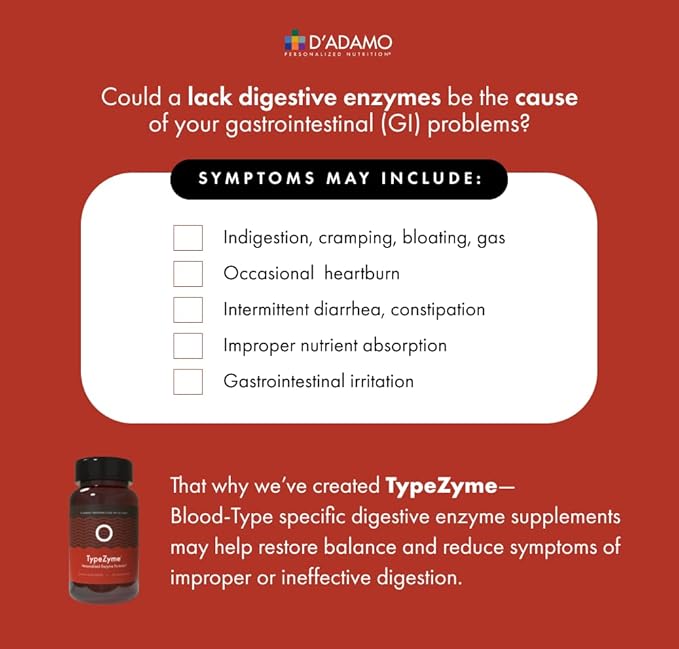 D'Adamo Personalized Nutrition TypeZyme - Digestive Enzyme (Blood Type O)