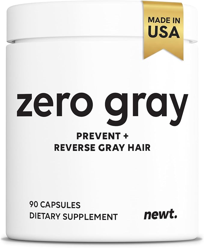 ZERO GRAY™ – Anti Grey Hair Supplements to Reverse Gray Hair Permanently Fast | Restore Natural Color &amp Prevent Grey Hair Growth | Biotin Vitamins Catalase Supplement Men &amp Women | 90 Capsul