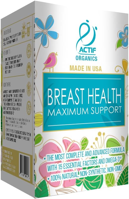 ACTIF Breast Health Maximum Support with 15 Advanced Factors and Omega-3 - Non GMO Made in USA 90 Count