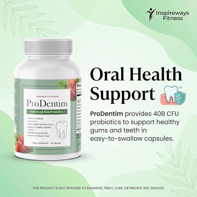 ProDentim Advanced Oral Health Probiotics– Advanced Formula for Healthy Gums Teeth Fresh Breath - Oral Probiotics for Bad Breath Support (1-Pack - 60 Capsules) (Bottle)