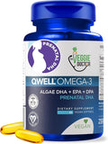 Vegan Prenatal Vitamins with DHA (180 Count 3 Month Supply) Omega-3 - Qwell Better Than Fish Oil Brain Function - 820 Mg Algae DHA &amp EPA Vegan Prenatal Vitamins with Vitamin E Carrageenan-Free