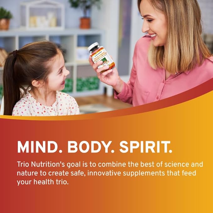 TRIO NUTRITION Premium Kids Multivitamin Gummies with Vitamin C &amp Zinc for Immune &amp Energy Support | Complete Daily Essential Vitamins to Grow Up Strong| Pectin Animal-Free Allergen-Free*