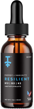 PROTEKT Resilient Vitamin D3 K2 B12 Drops - Liquid B12 K2 D3 Vitamin Supplement with Methylfolate Liquid Drops for Energy &amp Recovery Methy Folate for Sleep &amp Mood - Natural Berry 30mL