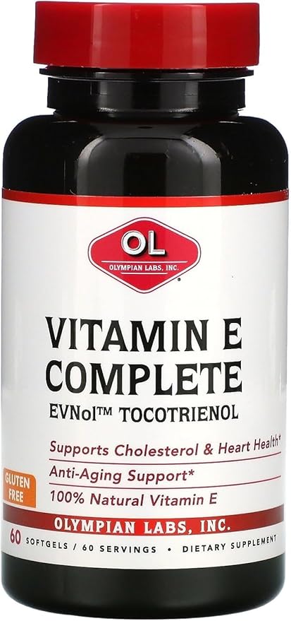 Olympian Labs Vitamin E Complete Tocomin 200IU 60 Softgels Fight Free Radicals Supports Brain Skin &amp Hair 60 Servings