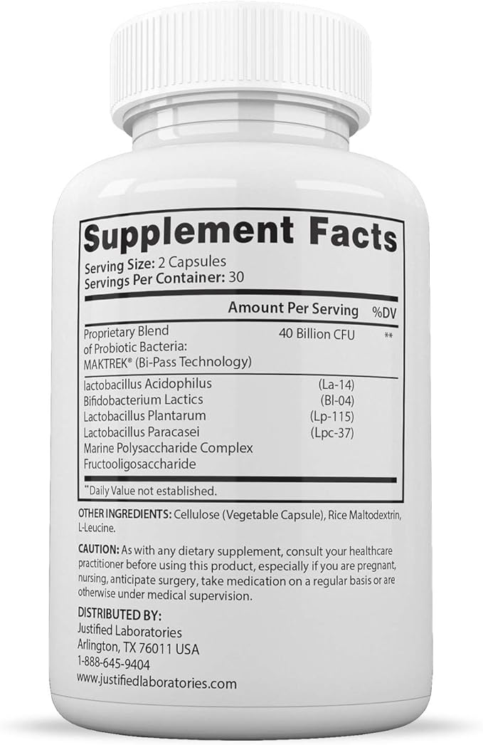 Justified Laboratories Fungus Clear Max Pills 40 Billion CFU Probiotic 60 Capsules
