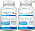 Omega-3 MD - EPA &amp DHA Supplement - 2500mg Omega 3 Fish Oil for Heart Health Brain Support Joint Comfort &amp Overall Wellness - 2 Bottles - 6 Month Supply