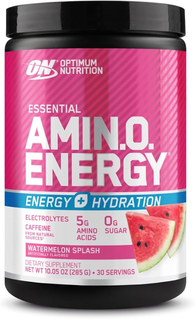 Optimum Nutrtion Bundle: Amino Energy Powder Plus Hydration with BCAA Electrolytes and Caffeine Watermelon Splash 30 Servings + Micronized Creatine Monohydrate Powder Unflavored 60 Servings