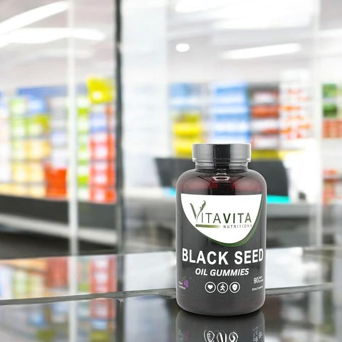 Black Seed Oil Gummies with Elderberry Extract Organic 90 Count Daily Supplement for Adults and Children 4+