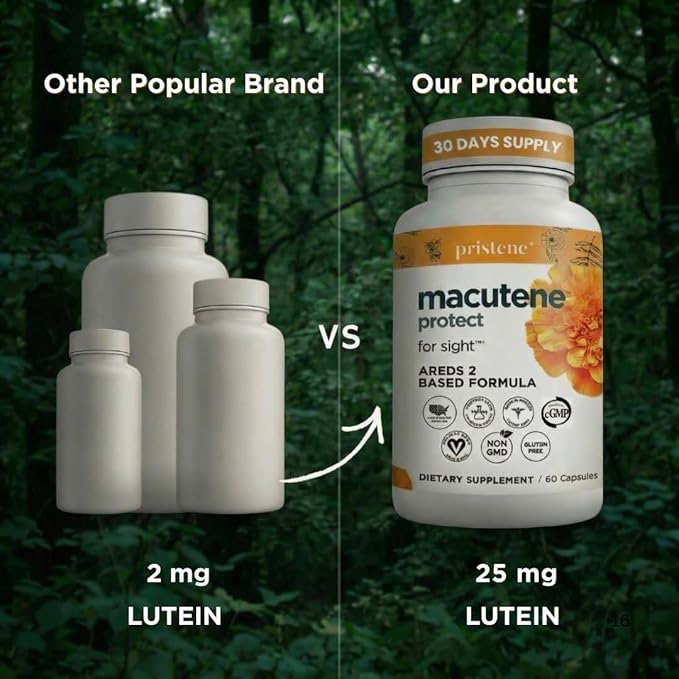 Macutene Protect Eye Vitamins for Macular Support Areds 2 with Lutein and Zeaxanthin Supplements (25mg/5mg) – Doctor Formulated Bilberry Supplement for Eyes Lab Tested Vegan (60 Capsules)
