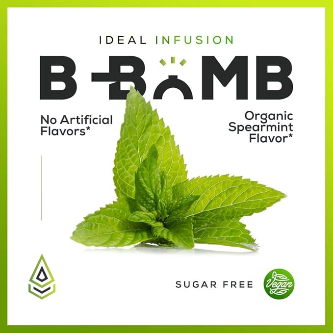 Ideal Infusion B-Bomb Vitamin B12 + B Complex Liquid Spray: Methylcobalamin with Adenosylcobalamin: Energy &amp Mood Support Sugar-Free Vegan Organic Spearmint Flavor