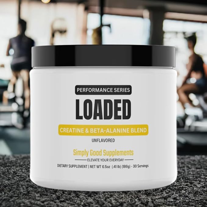 Loaded Creatine &amp Beta-Alanine Powder – 3200mg Beta-Alanine and 3000mg Creatine Monohydrate – Boost Strength Power and Endurance – Daily Muscle Performance Support Supplement – 30 Servings