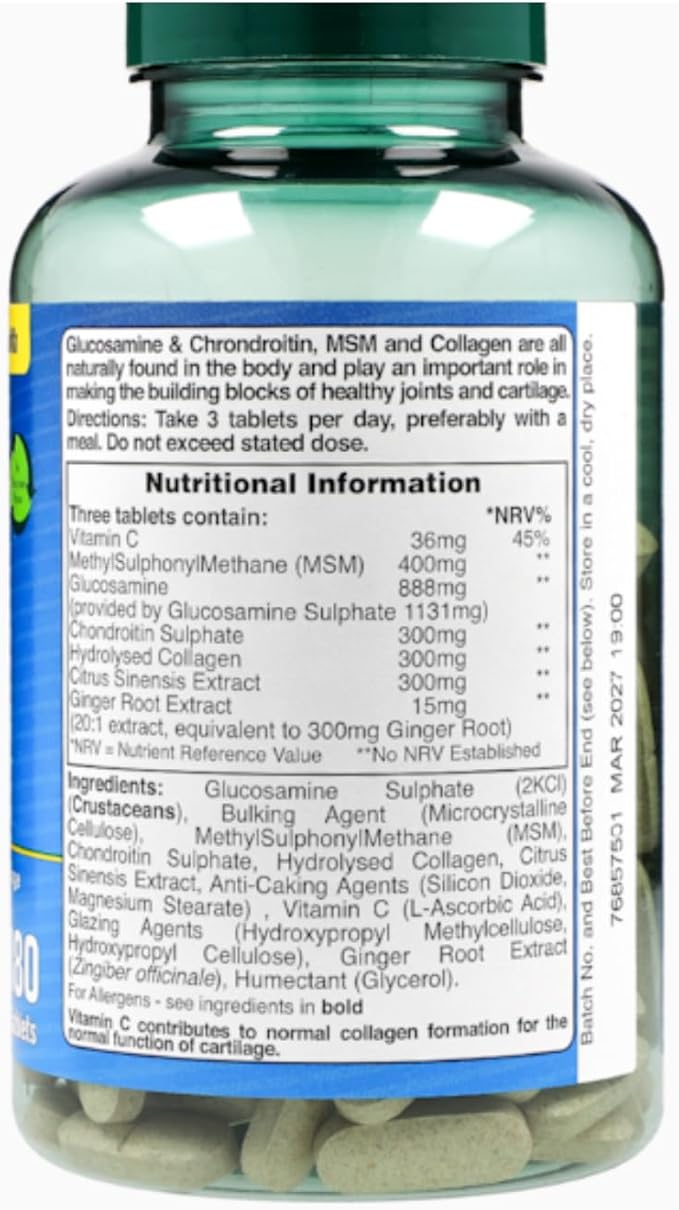 Holland and Barrett High Strength Glucosamine &amp Chondroitin Complex 180 Tablets