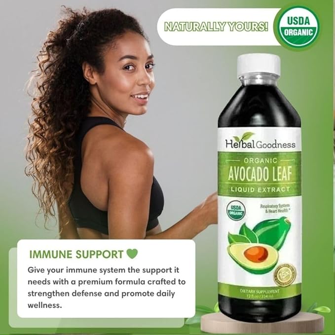 Herbal Goodness Avocado Leaf Extract Liquid Supplement - Probiotic Protein Gut Health Fiber Supplement Bone Health &amp Immune Support -12(12oz) btls (Pack of 12)