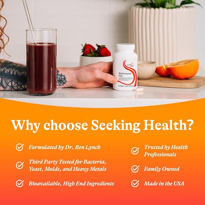 Seeking Health Multivitamin One - Supplement with Zinc Vitamin B12 &amp Vitamin A - Magnesium-Free Formula - Multivitamin Supports Methylation &amp Healthy Aging - 45 Capsules