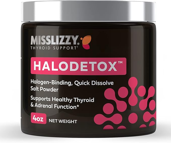 Miss Lizzy HaloDetox – Pure Unrefined Pink Salt Powder with 80 Minerals to Halogen Detox Bromine Chlorine &amp Fluoride Replenish Electrolytes &amp Support Healthy Thyroid &amp Adrenal Functio
