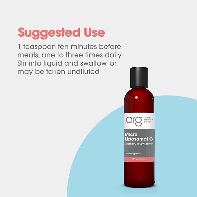 Allergy Research Group Micro Liposomal C 1000mg Supplement - Liquid Vitamin C Sunflower Phospholipids Sodium Ascorbate Organic Bioavailable Non-GMO - 4 Fl Oz