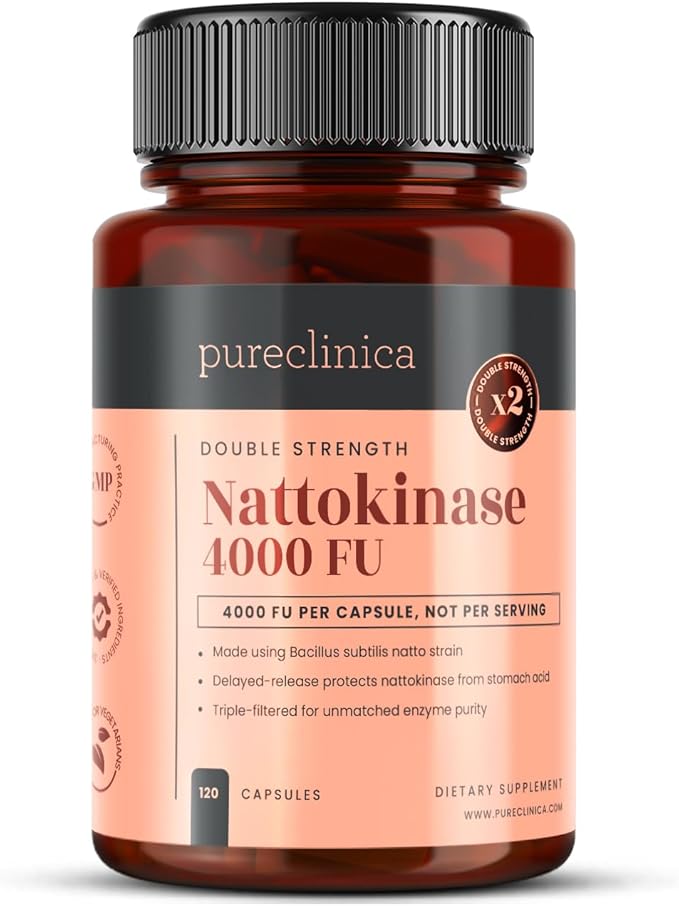 Nattokinase 4000 FU per Capsule – 120 Vegan Capsules – High Potency – Delayed-Release – Non-GMO Soy-Derived – Clean Label – 4 Month Supply – Pure Enzyme from Bacillus subtilis Natto