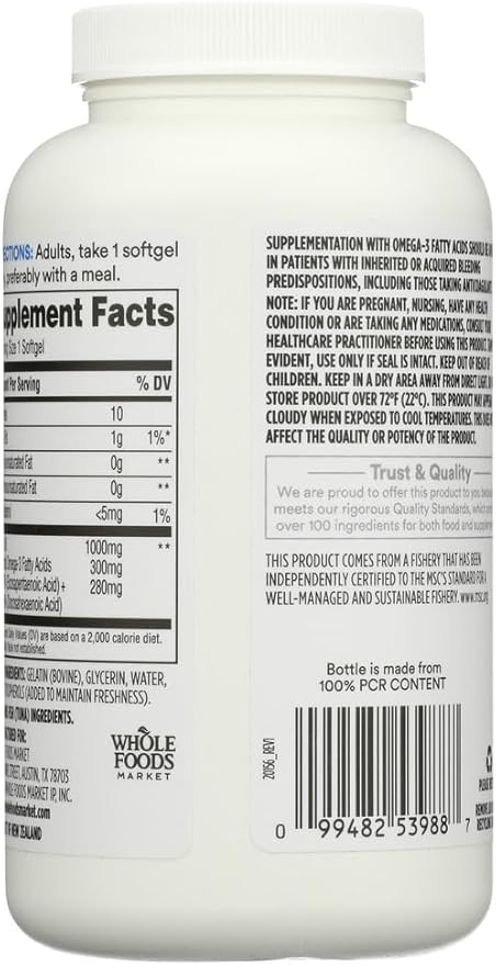 365 By Whole Foods Market Fish Omega Full Size 1000Mg 200 Count