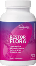 Microbiome Labs Restorflora Probiotics for Digestive Health - Gut Health Supplements with Dual Action Probiotics for Women &amp Men - Support Bowel Regularity &amp Immune Function (60 Capsules)