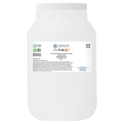 Lab Alley Activated Charcoal Powder Food Grade Kosher Certified Halal Wood Based Ideal for Water &amp Air Filtration Detoxifying Skincare Products and Odor Control (2 Pounds)