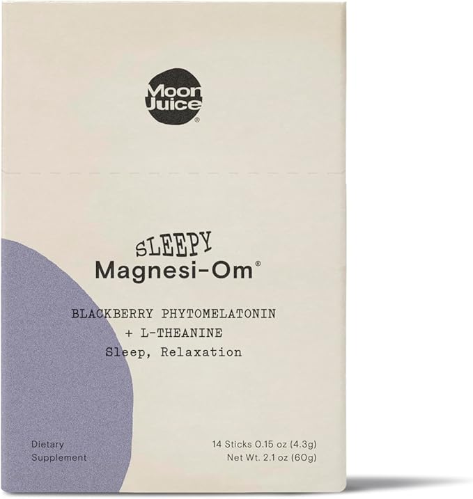 Moon Juice Sleepy Magnesi-Om - Sleep Supplement Powder with Magnesium Glycinate L-Theanine &amp Plant-Based Melatonin Sugar-Free Bedtime Drink Mix for Deep Sleep w/o Grogginess BlackBerry 14 Serv