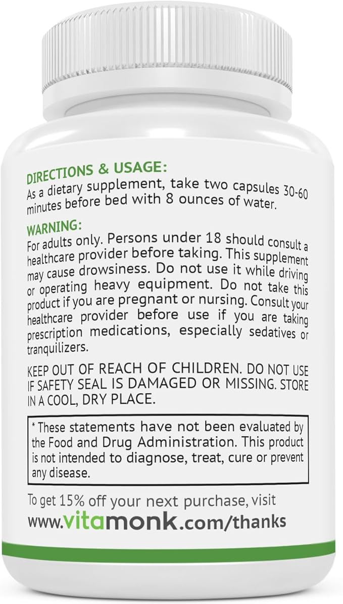 VitaMonk Melatonin Free Sleep Aid With Magnesium GABA Theanine and Apigenin - Natural Sleep Aid Without Melatonin Natural Sleep Aids for Adults Sleeping Pills for Adults Sleeping Aids for Adults