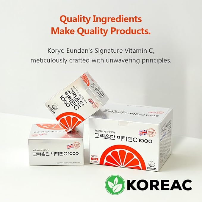 Korea Eundan High Potency Vitamin C 1000mg 180 Tablets (6-Month Supply) Individually Packed for Freshness &amp Portability/Korea 고려은단180