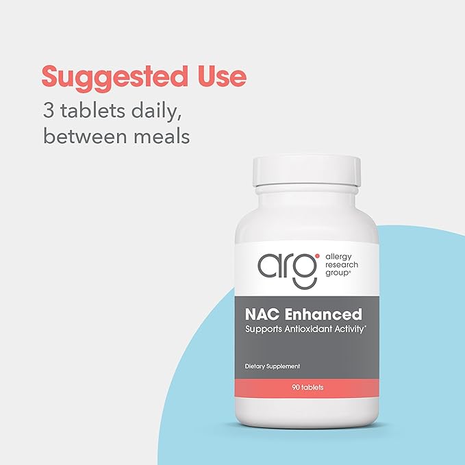 Allergy Research Group NAC Enhanced Supplement - N-Acetyl-L-Cysteine Glutathione Precursor Supports Immune Function Mucus Clearance - 90 Count