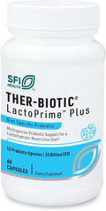 Klaire Labs SFI Health Ther-Biotic LactoPrime Plus - Lactobacillus and Bifidobacterium Probiotics for Digestive Health - Daily Probiotic for Men &amp Women for Carb-Sensitive Individuals (60 Capsules