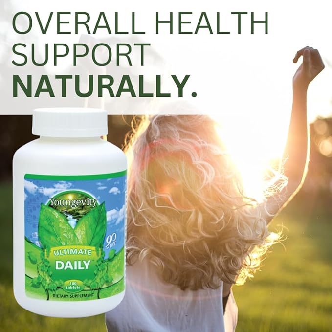 Youngevity Ultimate Daily Mega Multivitamin - 20+ Vitamins and Minerals w/ CoQ10 - Vitamins A C D E Zinc Folate Selenium Calcium Chromium and More - High Absorption 180 Tablets (Pack of 4)