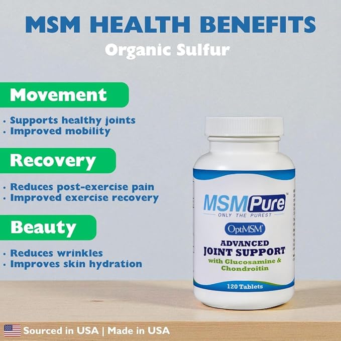 KALA HEALTH MSMPure Advanced Joint Support Tablets – Glucosamine Chondroitin OptiMSM Ester-C &amp Manganese for Joint Health Flexibility &amp Mobility – Vegetarian-Sourced Glucosamine 120 Count