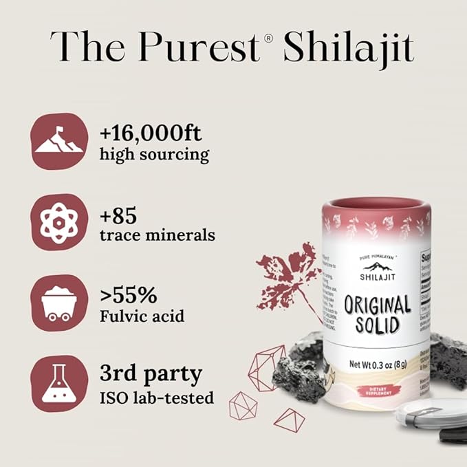 Pure Himalayan Shilajit | 100% Pure Natural Shilajit Grade A Max Potency 85+ Trace Minerals &amp Fulvic Acid | 3rd Party US Lab Tested | Immune Support Supplement - Men and Women | Original Solid (36