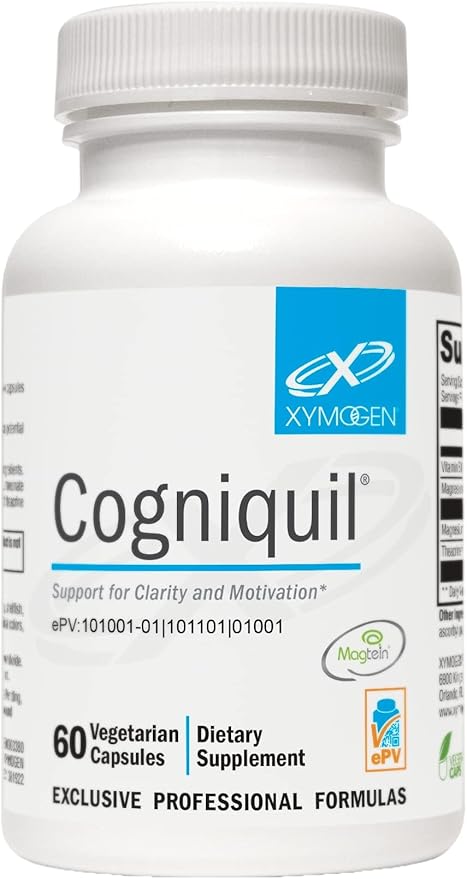 XYMOGEN Cogniquil - Magnesium L-Threonate Supplement for Clarity Focus &amp Mental Energy Support* - with Theacrine &amp Vitamin B12 - Non-GMO &amp Gluten-Free - 60 Capsules