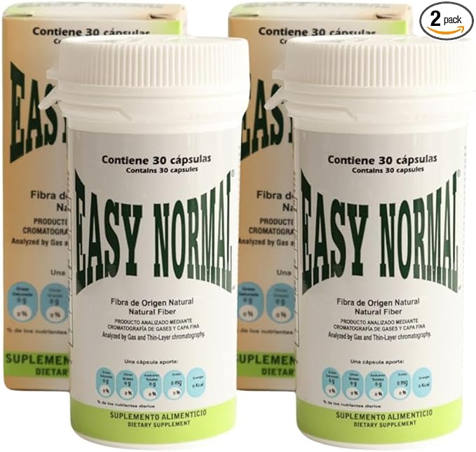 Easy Normal by Easy Figure | 2-Pack Natural Fiber Capsules (30 Each) | Apoyo Digestivo Natural | 60 Capsules Total