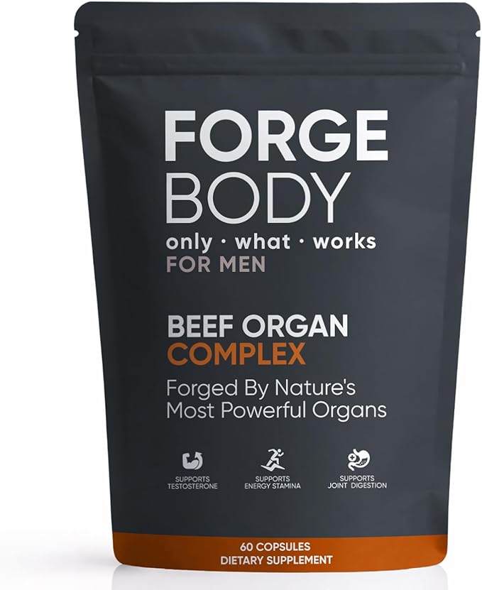 Forgebody Beef Organ Complex Capsules Grass Fed &amp Pasture Raised - Total Body Wellness &amp Performance Immune Support Gluten-Free Non-GMO 60 Count (1)